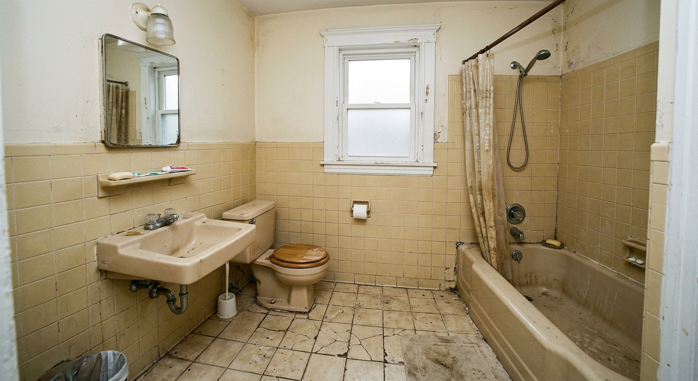 Sample before photo of a bathroom, supplied by the business owner